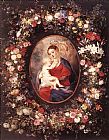 Famous Virgin Paintings - The Virgin and Child in a Garland of Flower
